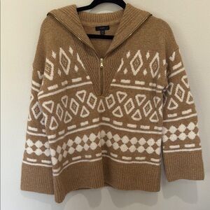Super Cozy Tan and White Patterned Sweater